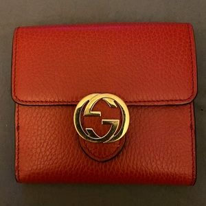 Authentic Red leather Gucci Compact Wallet
